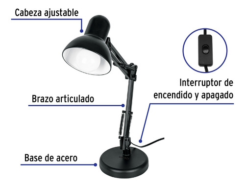 Lampara De Escritorio Con Brazo Ajustable Volteck 49200
