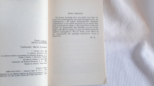 Imagen 5 de 7 de Nova Express Williams Burroughs Bruguera
