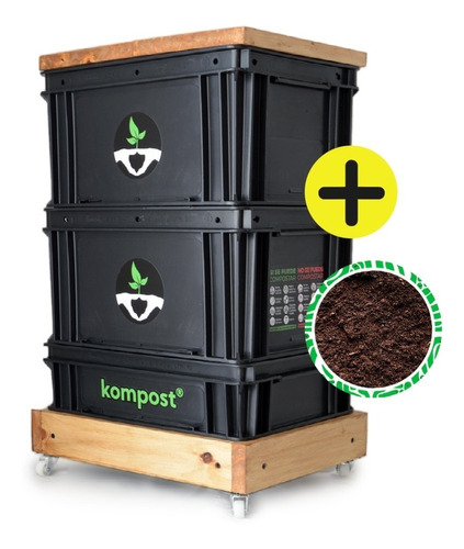 Compostera Madera Urbana Balcón Lombrices Compost 40l B+ T C