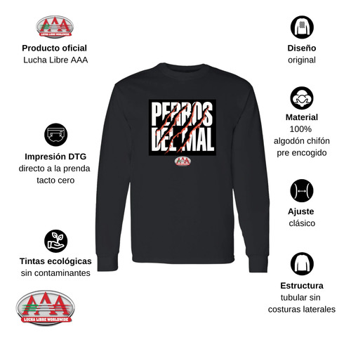 Jersey Playera M Larga Lucha Libre Aaa Hombre Perros Del Mal
