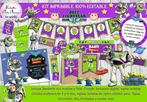 Kit Imprimible Candy Buzz Lightyear Toy Story 100% Editable