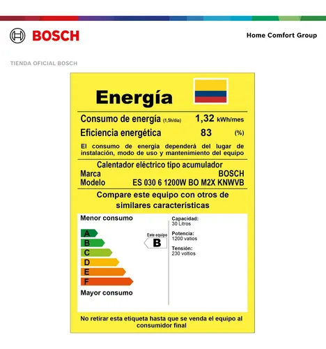 Calentador Eléctrico Acumulación 30l 220v Tronic 2000t Bosch