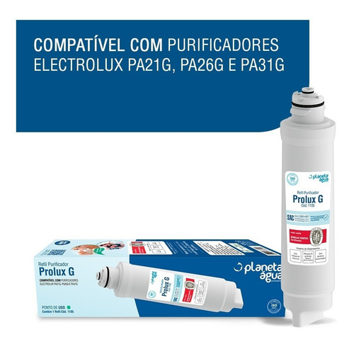 Kit 2 Refil Filtro Prolux G Para Purificador Electrolux Acqua Clean Paufcb30 Pappca40 Pa21g Pa26g Pe11x Pe11b Pa31g Pc41