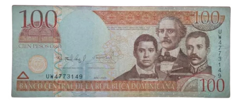Billete 100 Pesos Oro República Dominicana 2009 Pick 177 B (Usado)