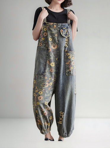 Mono De Mezclilla Para Mujer, Pantalones De Mezclilla Holgad