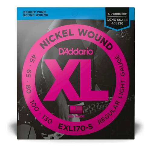 Cuerdas Para Bajo Electrico De 5 Cuerdas D'addario Exl1705