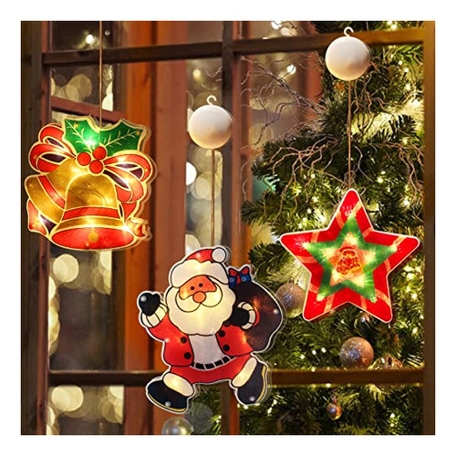 Vtechología 3pcs Decoración De Ventana De Navidad Bz2ni