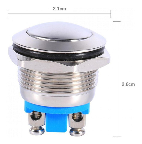 Interruptor De Botón Pulsador 19mm Impermeable Bocina De Met