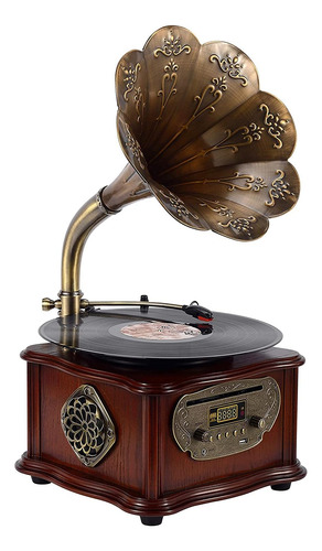 Tocadiscos Vintage Tipo Fonografo Meageal Bluetooth Y Fm