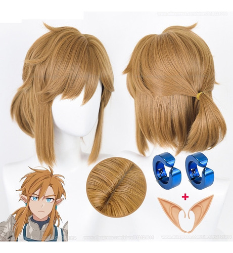 Peluca Anime Link Para Cosplay De Princesa Zelda Link 29 Cm