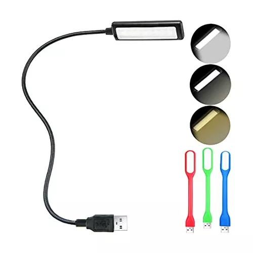  1 mini LED USB flexible, mini lámpara de luz LED USB, luz USB  para laptop, luz de lectura, luz LED alimentada por USB, luz portátil para  computadora portátil, color negro 