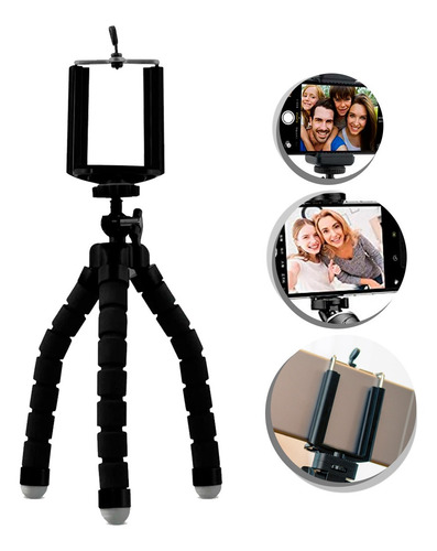 Imagem 5 de 6 de Mini Tripe De Celular Flexivel Para Selfie De Mesa
