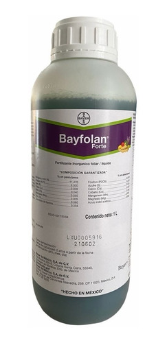 Bayfolan Forte Foliar Nutriente Para Plantas Caja 12 Lts