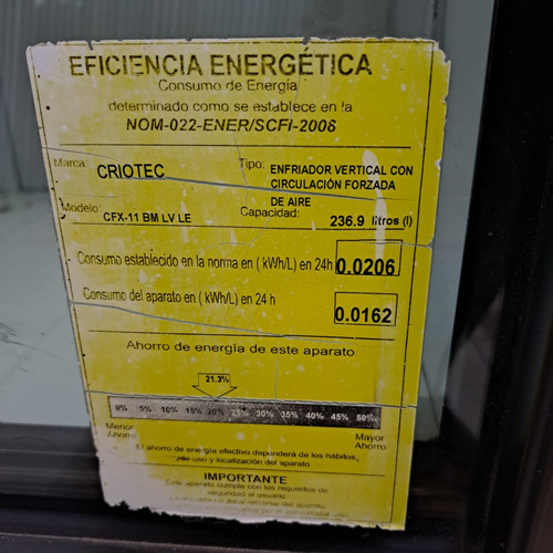 Criotec Cfx11 Refrigerador Vertical 1 Puerta Cristal 11 Pies Negro/blanco (Usado)