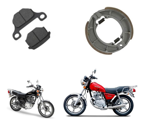 Juego Balata Delantera Trasera Para Suzuki Gn125 Premium Oem