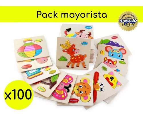 100 Rompecabezas De Madera Ideal Colegios Pack Por Mayor 