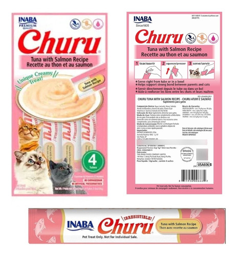 Petisco Para Gatos Churu Sabor Atum Com Salmão 4x14g