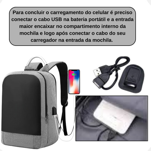 Mochila ManoThor Antifurto Executiva Com Cadeado Trava Segurança Conector USB Saída Fone Ouvido Porta Notebook Resistente Reforçada Grande Anti Furto Masculina Feminina Trabalho Faculdade Escola