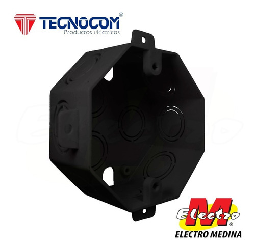 Caja Embutir Octogonal Negra Durlock Tecnocom Electro Medina