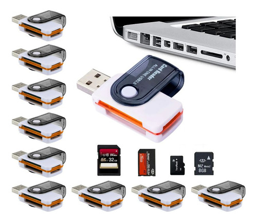 10 Adaptador Cartão Memória 4 Em 1 Microsd T-flash Mmc Sd