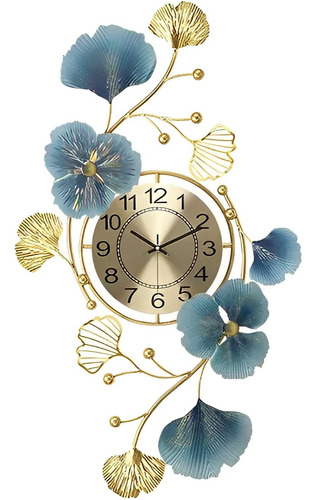 Reloj De Pared Grande De Metal Moderno 3d Hojas Y Flores De 