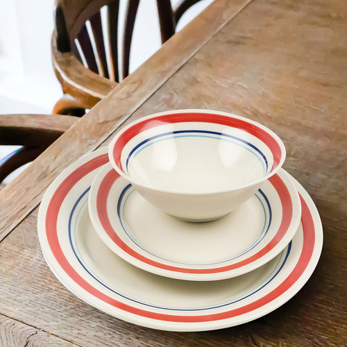 Juego Vajilla Porcelana 12 Piezas Pintada Mano Toscana Color Blanco