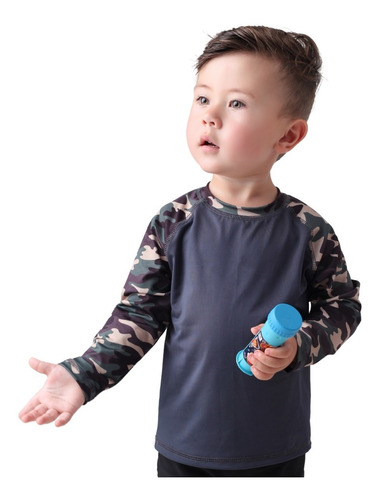 Imagem 1 de 6 de Camiseta Blusa Térmica Infantil Proteção Uv50+ Tam 1 Ao 6 