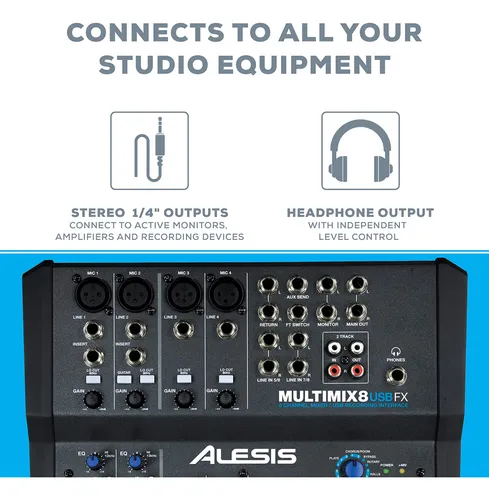 Mezclador Alesis Multimix 8 Usb Fx 8 Canales Con Efectos Int