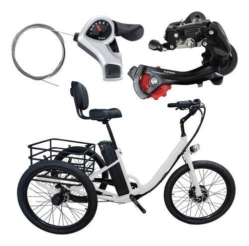 Triciclo Eléctrico, Mxtlw-059, 750w,r24x2.1 , 20ah, 7 Vel, M Color Blanco
