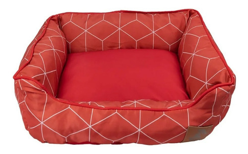 Cama Caminha Cachorro Gato Pet 90x70 Para Cães 100% Lavavel Cor Geo Vermelha