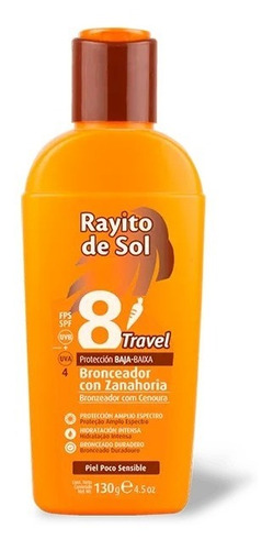 Bronceador Con Zanahoria Fps 8  Travel Rayito De Sol 130 G