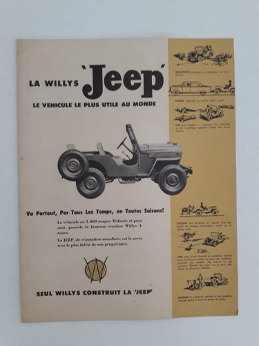 Folder Prospecto Folheto Propaganda Antiga Jeep Willys