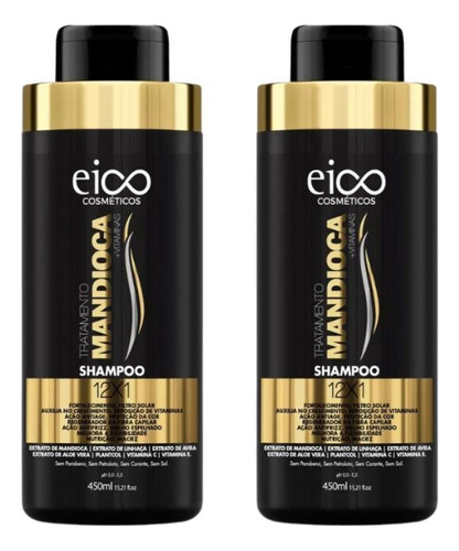 Shampoo Eico 450ml Tratamento Mandioca - Kit C/2un