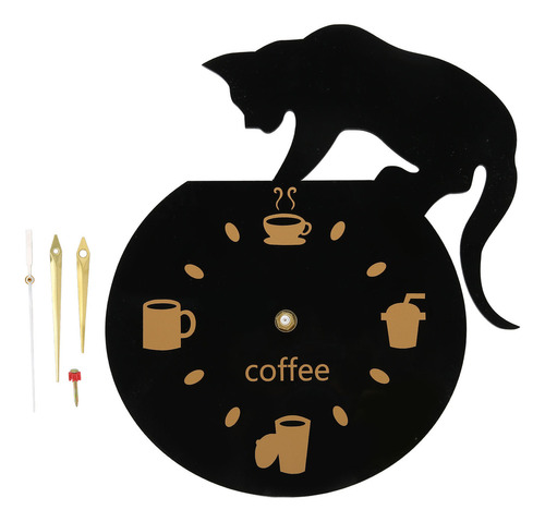 Reloj De Pared 3d Para Cocina, Efecto Café, Gato, Duradero,