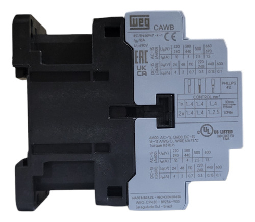 Contator Auxiliar Weg Cawb14-00d23 10a 1na+4nf 220v 50/60hz