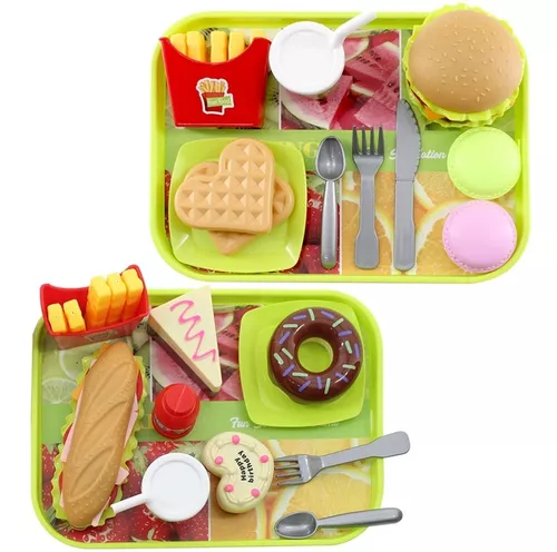 Kit de Comidinha de Brinquedo Infantil Madeira Lanche 10 Pçs