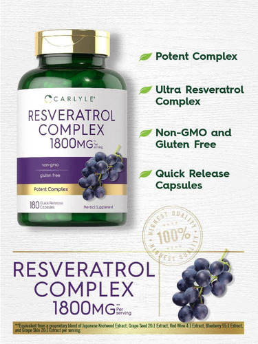 2pak Tot360cap 1800mg Complejo De Resveratrol Sin Omg Gluten