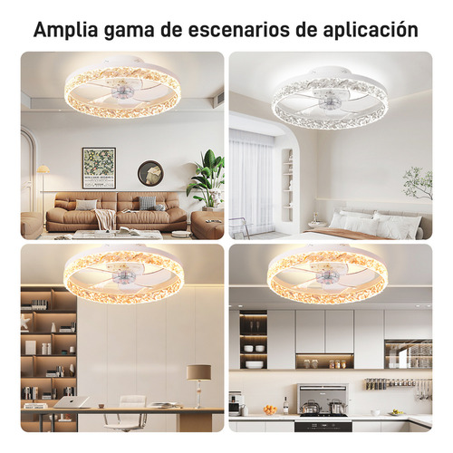 Ventilador De Techo Luz Con Control Remoto Inteligente Led color blanco Merion
