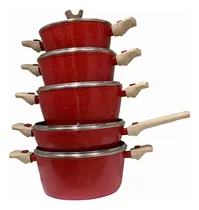 Comprar Set De Ollas Suprema En Roca Volcánica 10 Pcs Color Rojo
