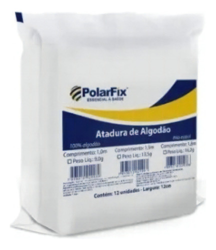 Atadura De Algodão Ortopédico 1m X 15cm - Polarfix 12 Unds