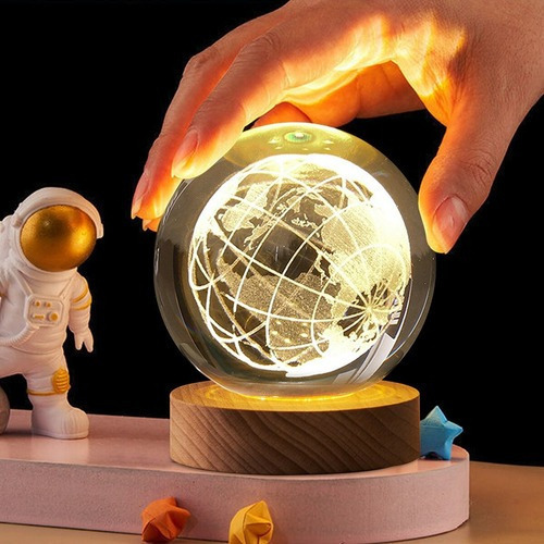 Gj Luminaria 3d Esfera De Luz Decoração Cristal Planeta
