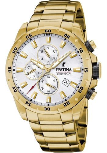 Reloj Festina Chrono Análogo Hombre F20541/1 Color de la correa Dorado Color del bisel Dorado Color del fondo Blanco