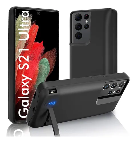 Funda Cargadora Para Galaxy S21 Ultra Negra Soporte