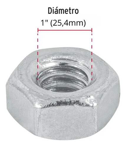 Tuerca Hexagonal De 1 Paso De Hilo 8- Pack 2 Unidades