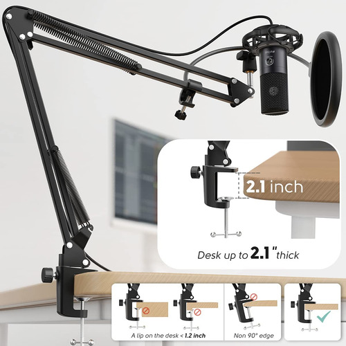 Micrófono Usb Fifine T669 Condensador Soporte De Brazo