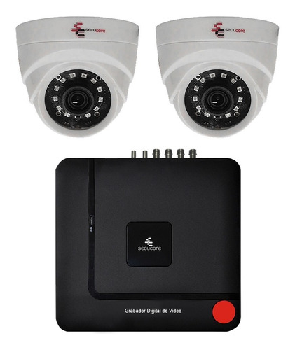 Kit Cctv Circuito Cerrado Video Vigilancia 2 Camaras Domo Ms Color Blanco