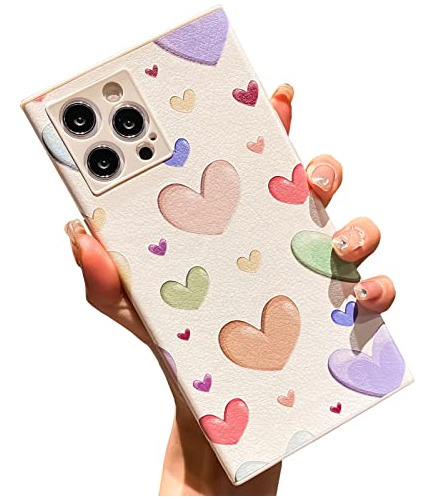 Kerzil Cute Square Love Hearts Compatible Con iPhone 15rwb