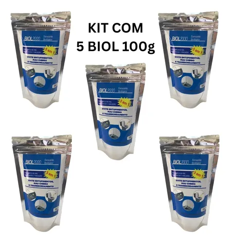 Kit 5 Biol2000 Limpa Tudo Fossa Bio Digestora Sumidouro 100g