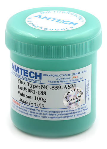 Fluxo Pastoso Amtech Nc 559 Asm 100g Made In Usa Bga Reballi Cor Azul-celeste