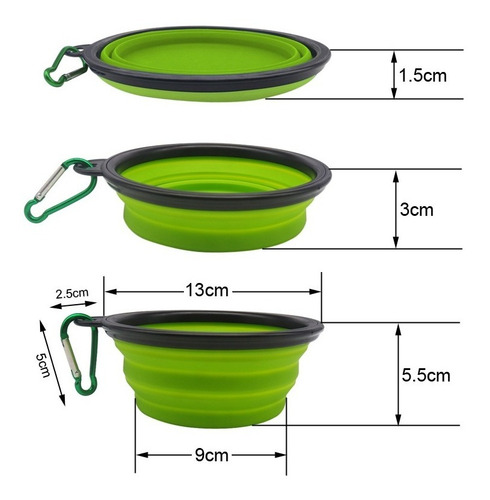 Imagen 2 de 3 de Plato Plegable Mascotas Portátil Agua Comida 13 Cm Colores